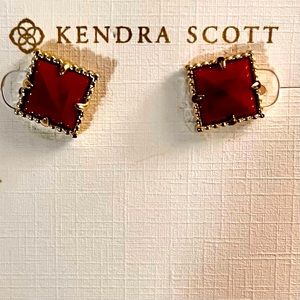 Kendra Scott - Square Gold Garnet Stud Earrings